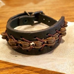 Diesel Men's Bike Chain & Geniune Leather Adjustable Bracelet